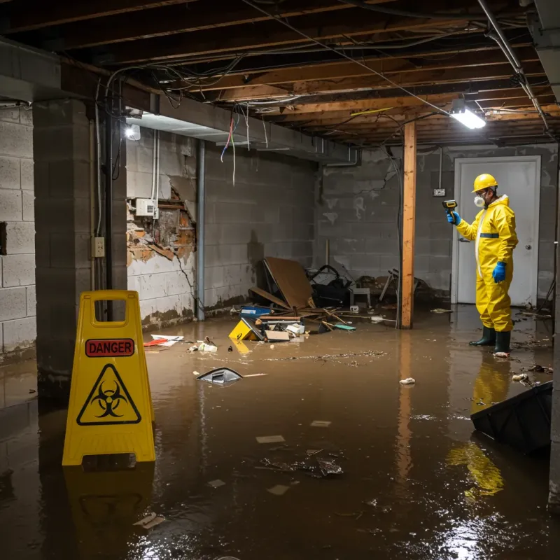 Flooded Basement Electrical Hazard in Biscoe, NC Property