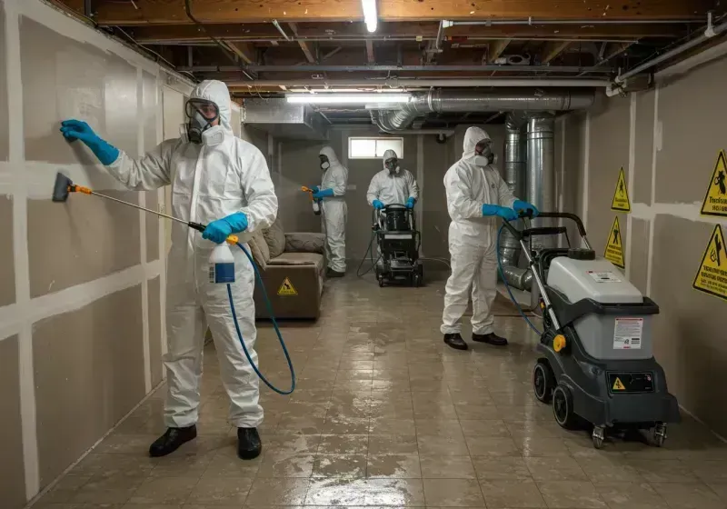 Basement Moisture Removal and Structural Drying process in Biscoe, NC